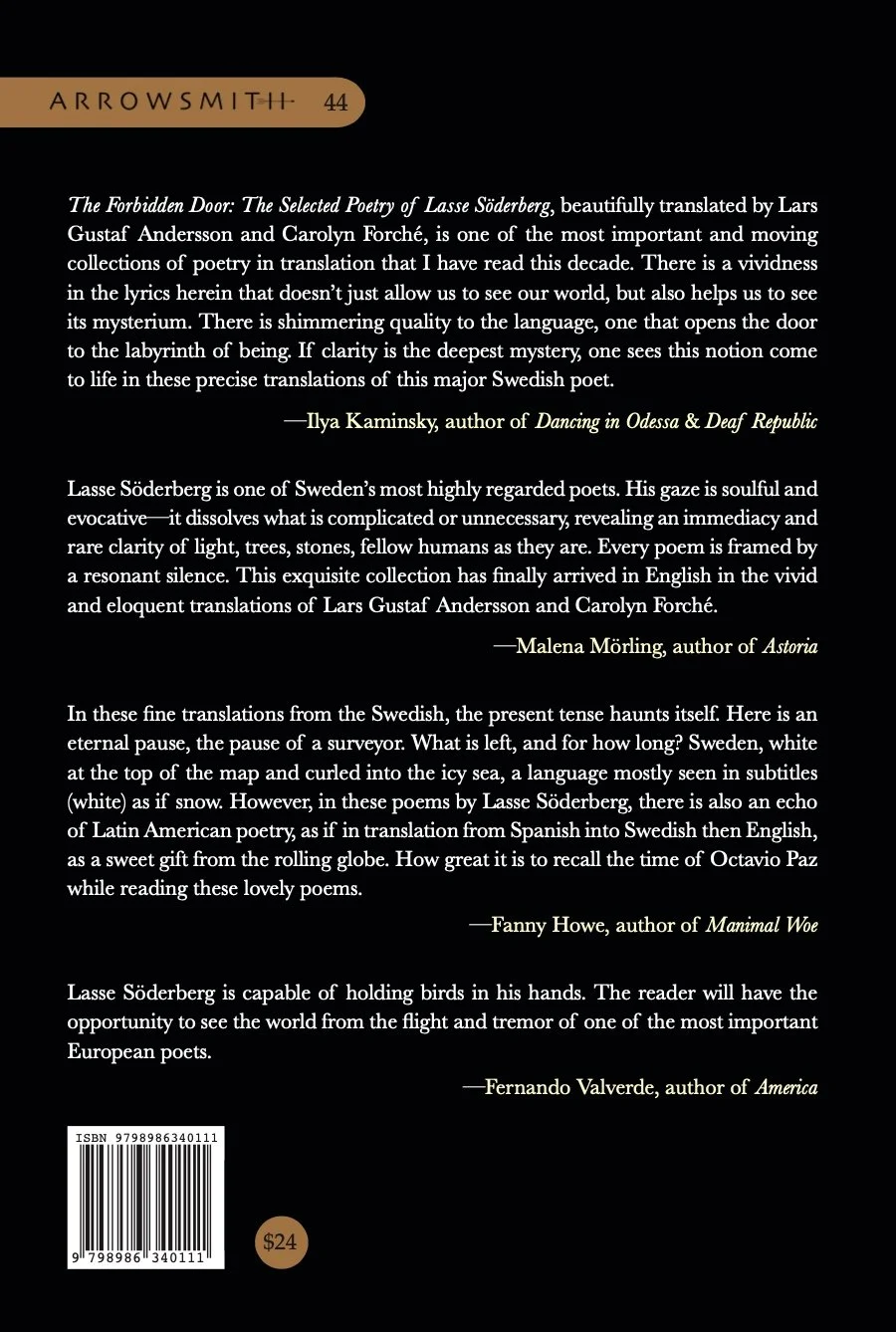The Forbidden Door: Selected Poetry of Lasse Söderberg — ARROWSMITH